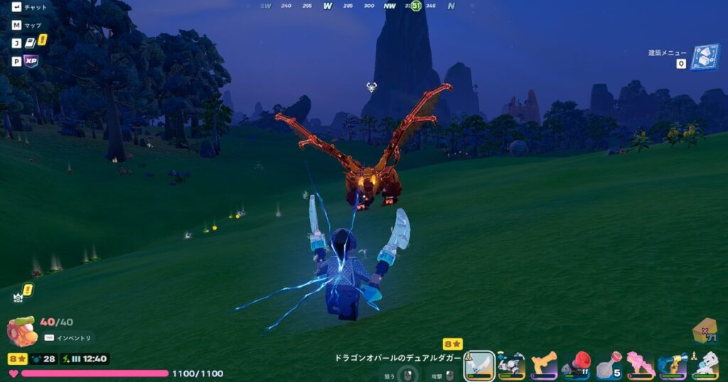 夜に出現したファイヤードラゴン